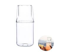 Set di caraffa per acqua da comodino con bicchiere, caraffa da comodino con bicchiere, caraffa da comodino con bicchiere, caraffa da comodino con bicchiere, brocca in vetro trasparente per succo