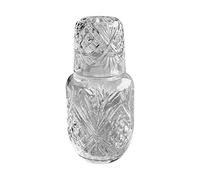 Set di Caraffa per Acqua e Bicchiere da Comodino, Caraffa da Notte per Comodino, Brocca per Acqua in Vetro Vintage con Tazza, Decanter per Collutorio in Vetro Spesso per Bagno, Brocca per Acqua(#2)