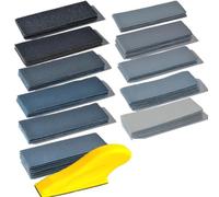 Set di carta abrasiva per carteggio a secco e a umido, 75 pezzi, grana | Fogli impermeabili e resistenti per levigatura a secco o umido su legno, metallo, vetro; blocco in schiuma con velcro.