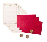 Set di carta da cancelleria antica e buste con 6 fogli di carta da cancelleria, 3 buste, 3 sigilli adesivi con lettere scritte a mano