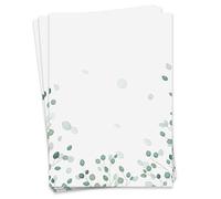 Set di carta da lettera Eucalyptus I 50 fogli di carta decorata formato DIN A4 I Verde I Aspetto naturale I Utilizzabile come invito biglietto di compleanno o biglietto di San Valentino I dv854