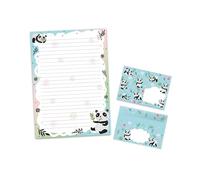 Set di carta da lettere con busta per ragazzi ragazze bambini animali Panda (blocco A4 con 25 fogli + 15 buste)