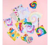 Set di Carta da Lettere con Busta Tintura per Cravatte - 69 PZ Buste Carta per Bambini Compleanno Feste Regalo Set di Bustes Lettere con Biglietti d'auguri Adesivi Penna