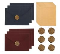 Set di Carta da Lettere con Busta Vintage - 22 Pezzi: 10 Fogli A5 Decorati, 6 Buste Eleganti (Rosa/Rosso) e 6 Sigilli in Ceralacca Adesivi per Inviti Matrimonio, Compleanno e Lettere d'Amore