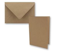Set di carta da lettere e buste in carta kraft, formato DIN A5, colore sabbia, cartoncini doppi e buste C5 in carta riciclata, stampabili, serie UmWelt 50 Sets DIN A5 mit Umschlag