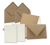 Set di carta da lettere e buste in carta kraft, formato DIN A5, colore sabbia, cartoncini doppi e buste C5 in carta riciclata, stampabili, serie UmWelt 50 Sets DIN A5 mit Umschlag und Einleger