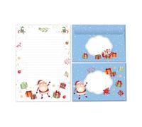 Set di carta da lettere natalizia, Babbo Natale, con busta, per bambini, ragazze, ragazzi, formato A5 con 25 fogli + 15 buste