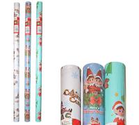 Set Di Carta Regalo Di Natale Da 3 Rotoli Da 4M - Multicolore