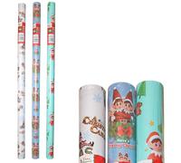 Set Di Carta Regalo Di Natale Da 3 Rotoli Da 4M - Multicolore