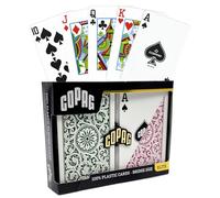 Set Di Carte Da Gioco Copag In Plastica 100% Di Misura Bridge Verde E Borgogna