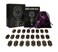 Set di carte di legno per tarocchi, carte magiche, simbolo, per divinazione e decorazione, include 24 pezzi borsa portaoggetti in legno rune