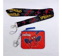 Set di carte di Spider-Man Marvel, portafoglio con monete e cordino, set di tessere e badge da lavoro con portachiavi e cordino, portafoglio mini, portafogli e portachiavi per uomo e donna stampa dapp