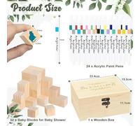 Set di Cartelli per Giochi per Baby Shower, Ricordo Divertente con 24 Pennarelli e Blocchi di Legno Semplici | per la Rivelazione del Genere, la Festa di 100 Giorni e Il Primo Compleanno Green