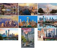 Set di cartoline Città degli Stati Uniti/America: 9 carte singole - Motivi: New York San Francisco Chicago Las Vegas Washington LA - Foto/immagini/souvenir