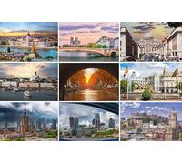 Set di cartoline città in Europa: 9 biglietti individuali - motivo: Roma Edimburgo Parigi Budapest Helsinki Varsavia Madrid - foto/immagini/souvenir