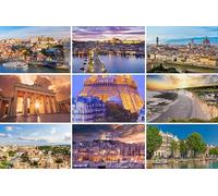 Set di cartoline città in Europa: 9 carte singole - motivi: foto foto: Roma Porto Praga Londra Parigi Firenze - foto/immagini/souvenir