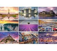 Set di cartoline Francia: 9 biglietti singoli - motivo: Parigi (Torre Eiffel) Marsiglia St. Tropez Provenza Normandia Bretagna - foto/immagini/souvenir