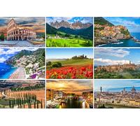 Set di cartoline Italia: 9 biglietti individuali (biglietti di auguri) - motivi fotografici tra cui Roma, Venezia, Dolomiti, Cinque Terre, Firenze, Toscana, Costiera Amalfitana - foto/immagini