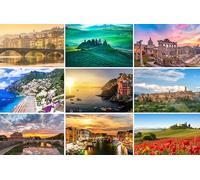 Set di cartoline Italia: 9 carte singole (cartoline) - motivi fotografici tra cui Cinque Terre, Roma, Firenze, Venezia, Toscana, Costiera Amalfitana - foto/immagini/souvenir
