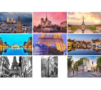 Set di cartoline Parigi: 9 biglietti individuali (biglietti di auguri) - foto tra cui Torre Eiffel, Sacre-Coeur, Montmatre, Arc de Triomphe, Louvre, Notre Dame - foto/immagini/souvenir