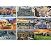 Set di cartoline Roma: 9 biglietti individuali (biglietti di auguri) - motivi fotografici tra cui Colosseo, Basilica di San Pietro, Piaza del Popolo, Monumento Vittoria Emanuele, Piazza San Pietro