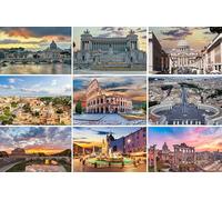 Set di cartoline Roma: 9 carte singole (cartoline) - motivi fotografici tra cui Colosseo, Forum Romano, Basilica di San Pietro, Piazza Navona, Monumento Vittoria Emanuele, Piazza San Pietro - Foto