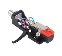 Set di cartucce magnetiche mobili per giradischi, compatibile con braccio dritto a forma di S, cavi OFC a basso rumore, audio HiFi, supporto per stilo di ricambio, nero, 10 x 5 x 2 cm