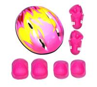 Set di caschi da ciclismo per bambini, 7 pezzi, attrezzatura protettiva di sicurezza, 140 g, ginocchiere, gomitiere, polsi, casco regolabile per esterni, ideale per ragazzi, ragazze, giovani e