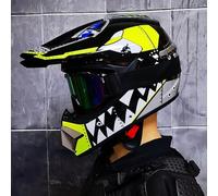 Set Di Caschi Motocross MTB Per Bambini E Ragazzi - Con Occhiali, Guanti E Maschera - Caschi Integrali Da Fuoristrada Per Adulti Strada ATV Moto - Casco Unisex Discesa E Da Cross,Yellow3-s (53_55)