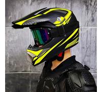 Set Di Caschi Motocross MTB Per Bambini E Ragazzi - Con Occhiali, Guanti E Maschera - Caschi Integrali Da Fuoristrada Per Adulti Strada ATV Moto - Casco Unisex Discesa E Da Cross,Yellow1-x_l (58_59)