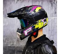 Set Di Caschi Motocross MTB Per Bambini E Ragazzi - Con Occhiali, Guanti E Maschera - Caschi Integrali Da Fuoristrada Per Adulti Strada ATV Moto - Casco Unisex Discesa E Da Cross,Yellow4-l (57_58)