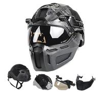 Set di Caschi Tattici per Softair, Casco Regolabile e Veloce con Maschera, Copricasco e Occhiali per Cosplay, Equipaggiamento Tattico Militare per Softair(Black)