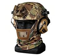 Set di Casco Tattico Fast SF Super High Cut con Cuffie e Maschera per Il Viso, Casco Airsoft allo Stile Militare per Paintball