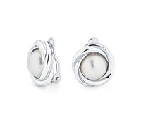 Set Di Castoni A Cavo Con Cupola Di Perle Bianche Simulate Orecchini A Clip Per Donne Con Orecchie Non Forate Ottone Placcato Argento
