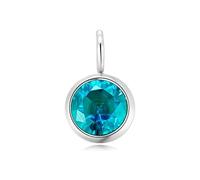 Set di catena e ciondolo da donna con zirconi i mesi dell'anno. Collana in acciaio da donna placcato oro o argento. Collane lunghe particolari. Gioielli (Marzo - Acquamarina, Argento placcato)