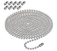 Set di catene a perline in metallo, catena a rullo in acciaio inossidabile da 300 cm, con connettori da 4,5 mm, per tende veneziane, kit di accessori per tende color argento (10 fibbie)