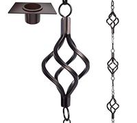 Set di catene antipioggia per uccelli da 2,5 m, in ferro battuto, non arrugginiscono, per grondaie, con adattatore Gotta Drain e Rain Chain Anchoring Stake, 13 tazze, 1 gancio, lunghezza regolabile