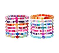 Set di cavigliere per uomini Preppy Bracelets Colorful Heart Star Polymer Beaded Pearl Clay Stackable Charm Kidcore Esthetic Summer Beach Layering Bracelets Jewelry For Bracciale con nome