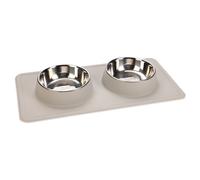 Set Di Cena Beeztees In Silicone Inox Dex - 2x350ml, Ciotola Per Cani, Bianco