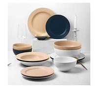 Set di cena elegante per ristoranti di lusso e casa, set per la cena in ceramica, 34 pezzi Set combinazione di stoviglie in stile nordico | Piatti in porcellana e cereali ciotole set per i regali di