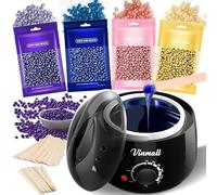Set di cera scalda cera: macchina per cera Vinmall, macchina per la depilazione a caldo, con perle di cera per la depilazione, set di cera calda nero