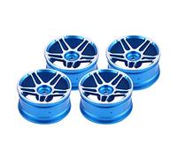 Set di cerchi per auto da drift in lega di alluminio per auto RC 1:10 blu nero (Evidenziazione blu a cinque griffe)