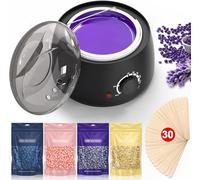 Set di ceretta per uomini e donne: cera per la rimozione dei peli - Set per la rimozione dei capelli per il viso bikini tutto il corpo, scalda cera a caldo con perline di cera da 400 g, kit per la