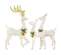 Set Di Cervi Illuminato Acrilico - Famiglia Di Renne 3D Con Luci A LED, Figure Di Visualizzazione Delle Vacanze | Decorazione Interno All'aperto In 3 Pezzi Per Prato Di Natale, Cortile, Giardino