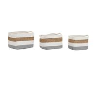 Set di Cestini DKD Home Decor Bianco Fibra naturale 36 x 27 x 27 cm 3 Pezzi