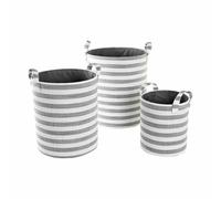 Set di Cestini DKD Home Decor Bianco Grigio Righe 35 x 35 x 40 cm 3 Pezzi [3