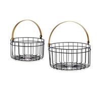 Set di Cestini Gift Decor Nero Dorato Metallo