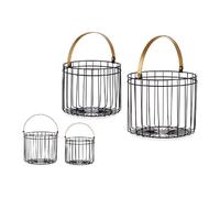 Set di Cestini Gift Decor Nero Dorato Metallo Cilindrica