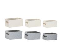 Set di Cestini Home ESPRIT Grigio Crema 35 x 25 x 18 cm 3 Pezzi [2 Unità]