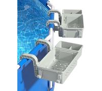 Set di cestini portaoggetti per piscina, con cestino in plastica, supporto per bevande, accessori per vasca idromassaggio, accessori multifunzione per piscina fuori terra (bianco)